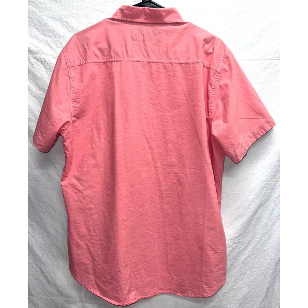 Pd&C Slim Fit Stretch Coral and Gray Short Sleeve ButtonUp Shirt XL Cotton Blend - Picture 2 of 6